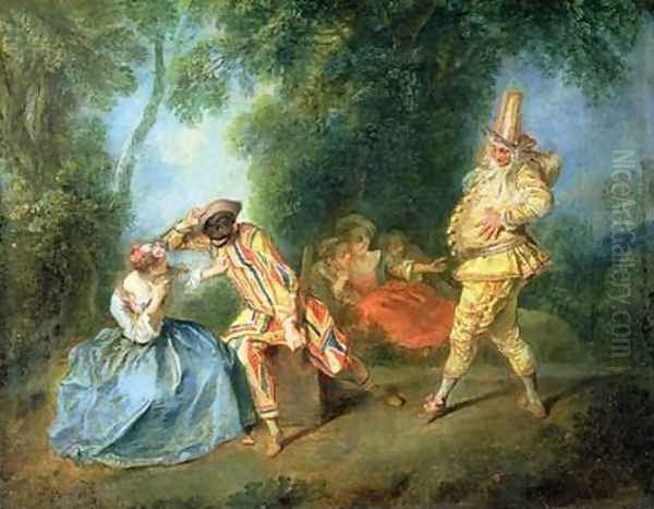 An Italian Comedy Scene Oil Painting by Nicolas Lancret