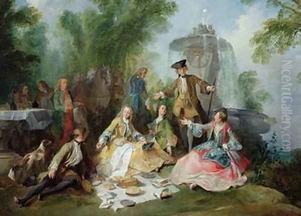 The Hunting Party Meal Oil Painting by Nicolas Lancret