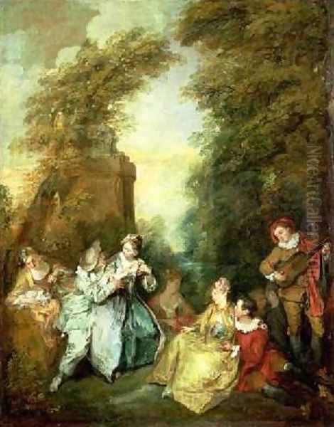 Conversation Galante Oil Painting by Nicolas Lancret