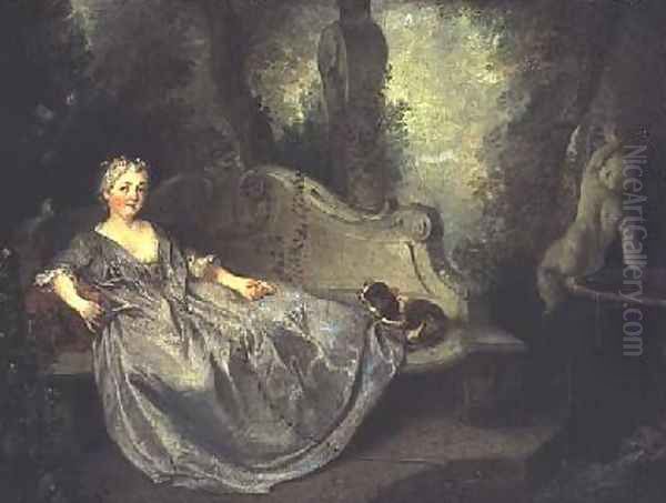 Portrait of a Lady in a Garden Oil Painting by Nicolas Lancret