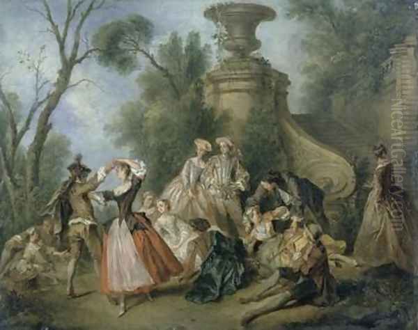 Pastoral Revels La Danse dans un parc Oil Painting by Nicolas Lancret