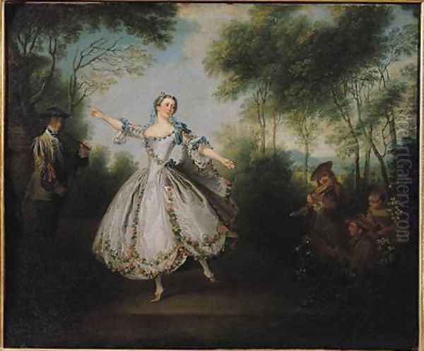 Marie Anne Cuppi 1710-70 known as La Camargo dancing Oil Painting by Nicolas Lancret