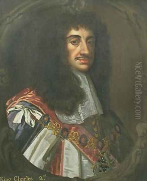 Portrait of King Charles II 1630-85 Wearing Garter Robes Oil Painting by Sir Peter Lely