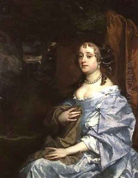 Lady Kiligrew Hesse in a blue dress Oil Painting by Sir Peter Lely