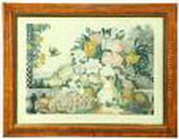 Landscape, Fruit & Flowers Oil Painting by Currier & Ives Publishers