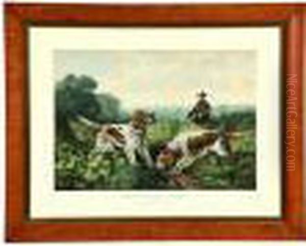 American Field Sports, Retrieving Oil Painting by Currier & Ives Publishers