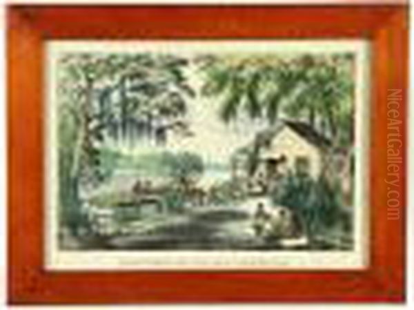 Good Times On The Old Plantation Oil Painting by Currier & Ives Publishers