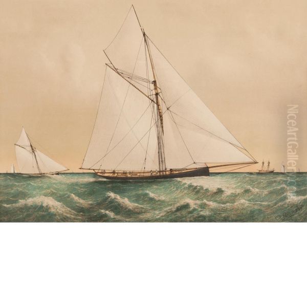 Cutter Genesta, R.y.s. Oil Painting by Currier & Ives Publishers