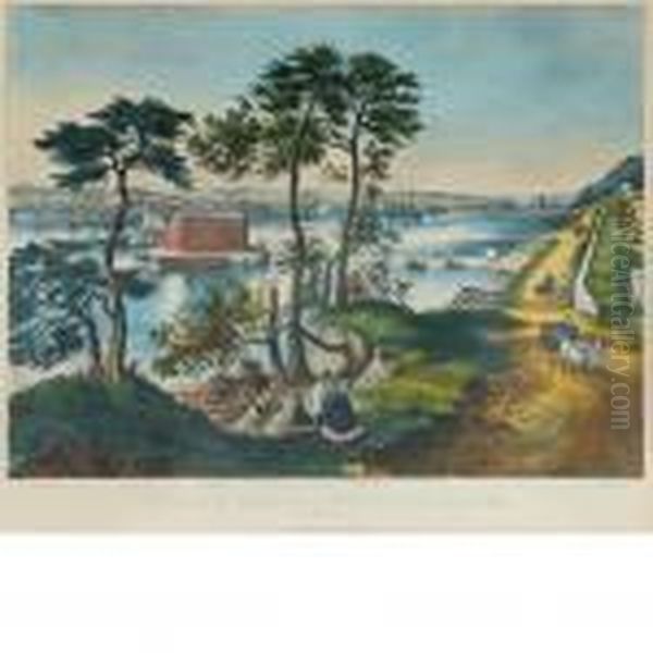 Staten Island And The Narrows, From Fort Hamilton Oil Painting by Currier & Ives Publishers