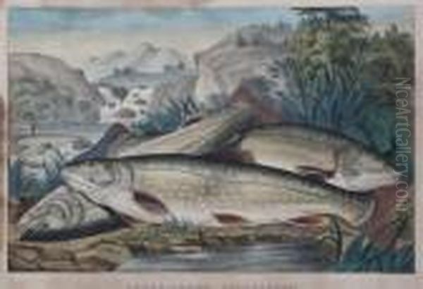 Brook Trout Just Caught Oil Painting by Currier & Ives Publishers