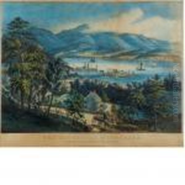 The Cattskill Mountains, From The Eastern Shore Of The Hudson Oil Painting by Currier & Ives Publishers