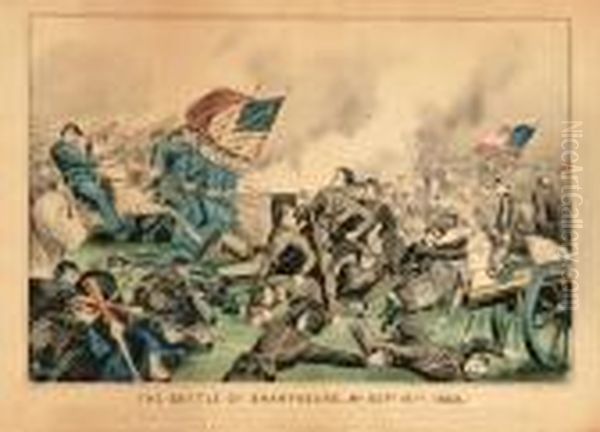 Civil War Battle Scenes Oil Painting by Currier & Ives Publishers