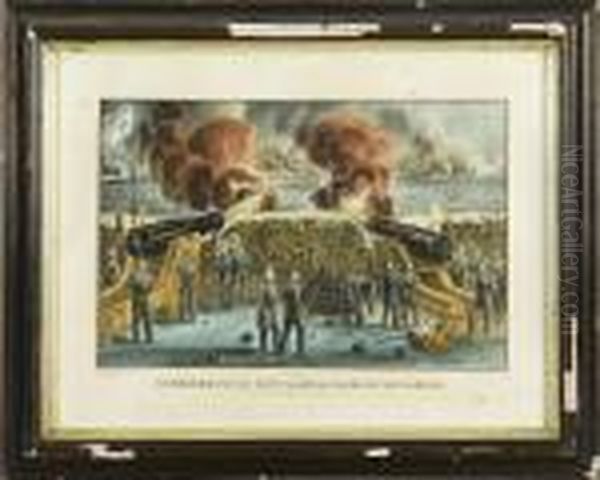 Bombardment Of Fort Sumter, Charleston Harbor Oil Painting by Currier & Ives Publishers