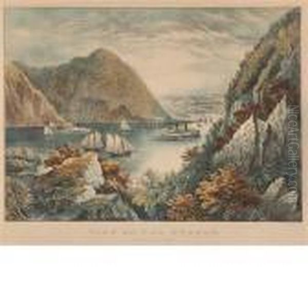 View On The Hudson Oil Painting by Currier & Ives Publishers