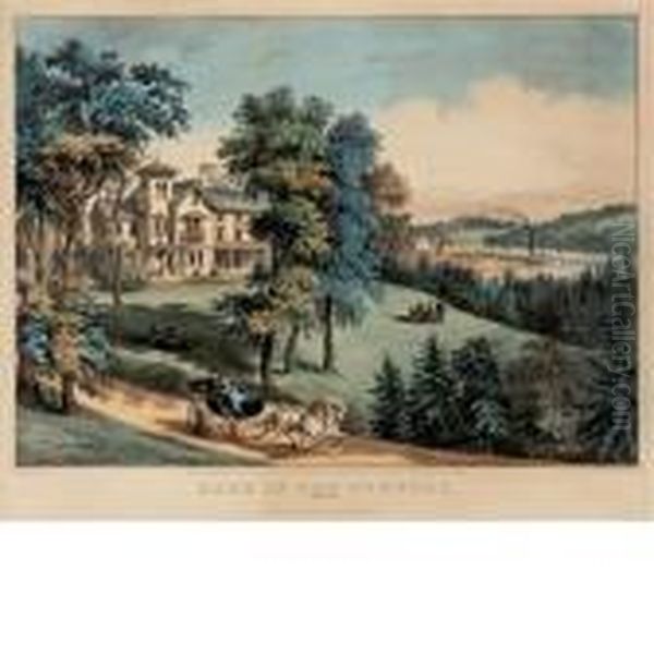 The Drive Through The Highlands Oil Painting by Currier & Ives Publishers