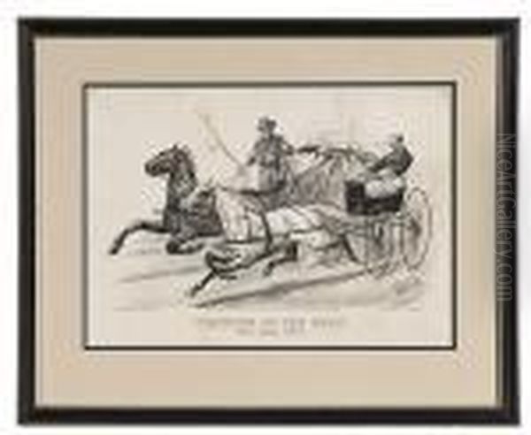 Trotting On The Road/swill Against Swell Oil Painting by Currier & Ives Publishers