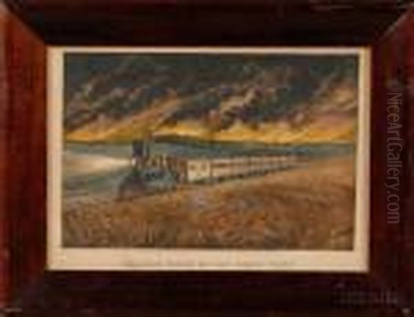 Prairie Fires Of The Great West. Oil Painting by Currier & Ives Publishers