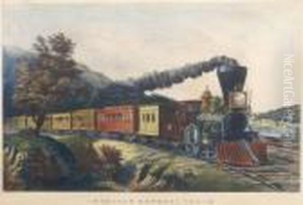 American Express Train Oil Painting by Currier & Ives Publishers