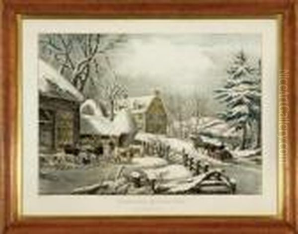 Winter Morning Oil Painting by Currier & Ives Publishers