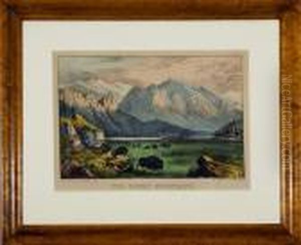 The Rocky Mountains Oil Painting by Currier & Ives Publishers