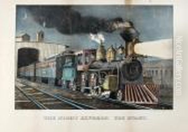 The Night Express, The Start Oil Painting by Currier & Ives Publishers