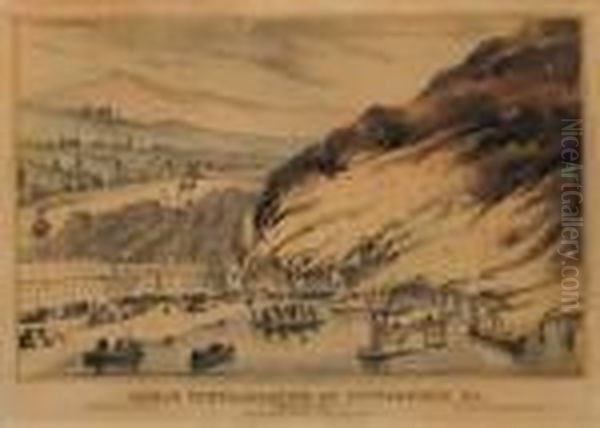 The Great Conflagration At Pittsburgh Oil Painting by Currier & Ives Publishers