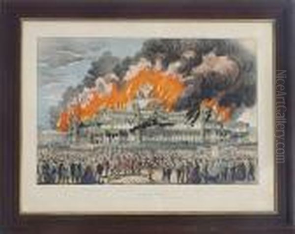 Burning Of The New York Crystal Palace Oil Painting by Currier & Ives Publishers