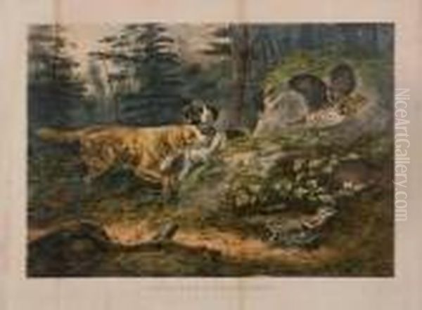 American Field Sports: Flushed Oil Painting by Currier & Ives Publishers