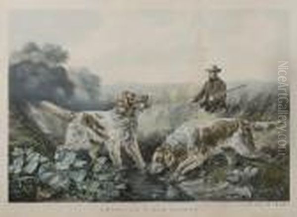 Retrieving. Oil Painting by Currier & Ives Publishers