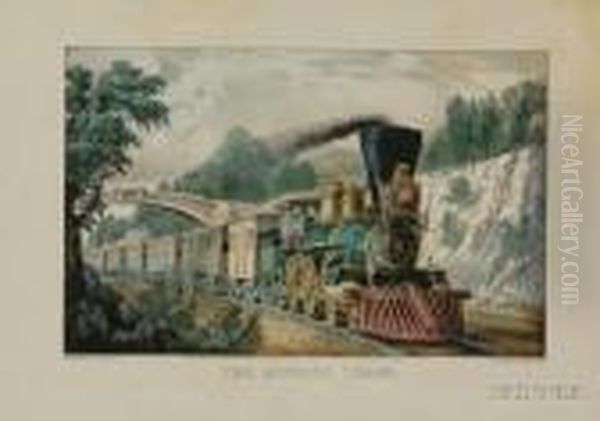 The Express Train. Oil Painting by Currier & Ives Publishers