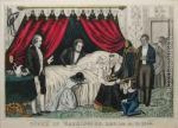 Death Of Washington Oil Painting by Currier & Ives Publishers