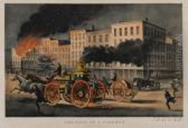 The Life Of A Fireman. The Metropolitan System Oil Painting by Currier & Ives Publishers