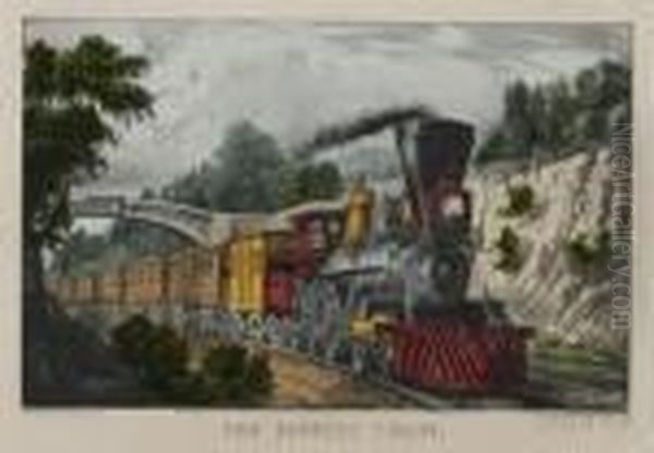 The Express Train Oil Painting by Currier & Ives Publishers