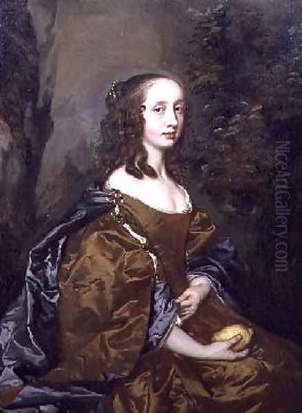 Portrait of a lady with a lemon Oil Painting by Sir Peter Lely