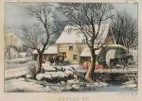 Frozen Up Oil Painting by Currier & Ives Publishers