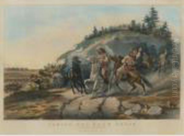 American Field Sports: 
Retrieving And Taking The Back Track: A Dangerous Neighborhood (gale 164
 &amp; 6430) Oil Painting by Currier & Ives Publishers