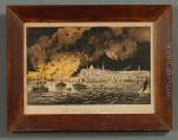 The Great Fire At Boston. Oil Painting by Currier & Ives Publishers