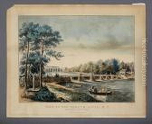 Publ.: View On The Harlem River, Ny Oil Painting by Currier & Ives Publishers