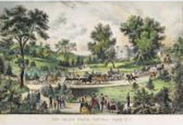 The Grand Drive, Central Park N.y. Oil Painting by Currier & Ives Publishers