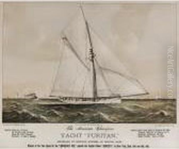 Yacht Puritan Oil Painting by Currier & Ives Publishers