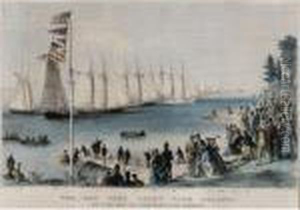 The New York Yacht Club Regatta Oil Painting by Currier & Ives Publishers