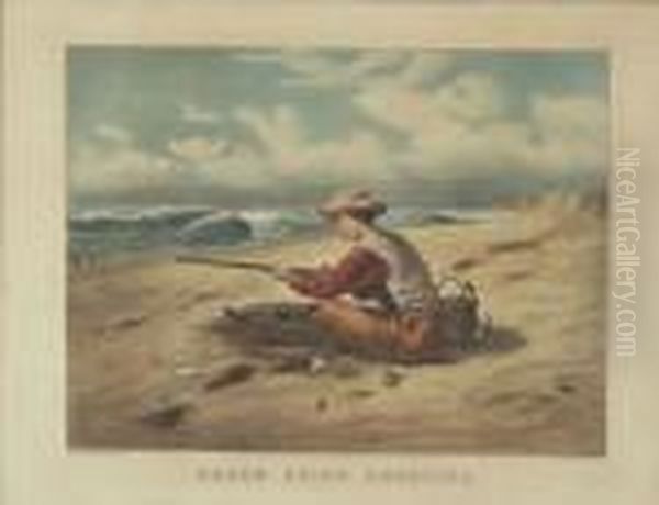 Beach Snipe Shooting. Oil Painting by Currier & Ives Publishers