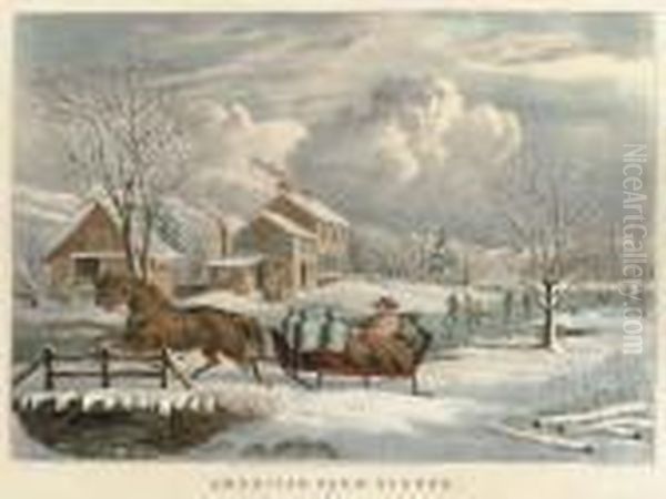 American Farm Scenes #4 Oil Painting by Currier & Ives Publishers