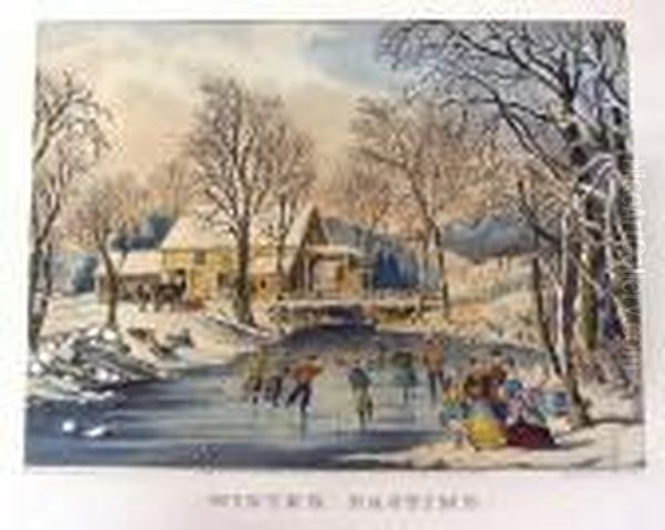 Winter Pastime Oil Painting by Currier & Ives Publishers