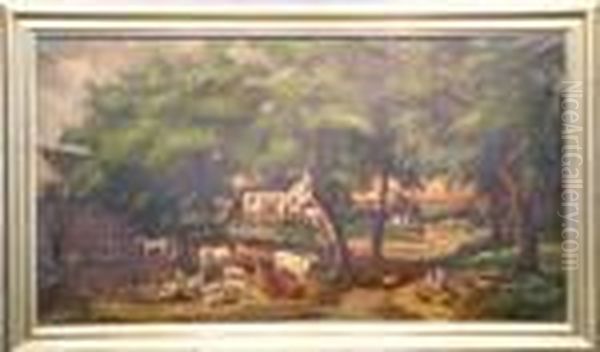 The Farmer's Home Oil Painting by Currier & Ives Publishers