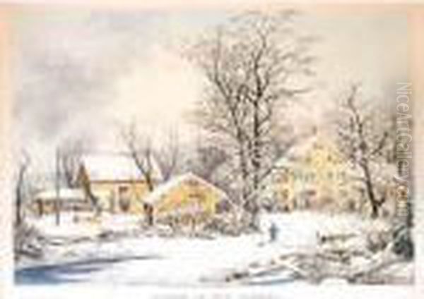 Winter In The Country. A Cold Morning (conningham 6736) Oil Painting by Currier & Ives Publishers