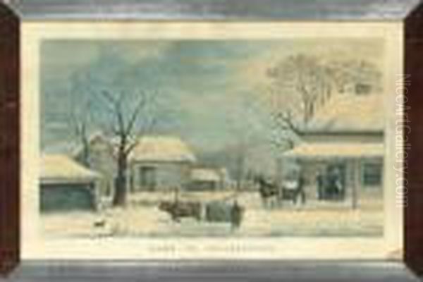 Home To Thanksgiving (gale 3115) Oil Painting by Currier & Ives Publishers