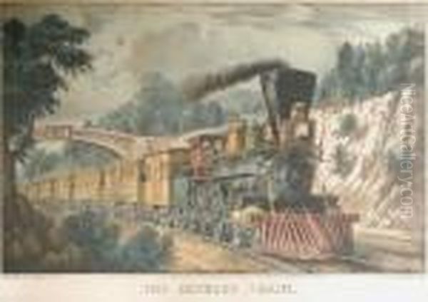 The Express Train Oil Painting by Currier & Ives Publishers