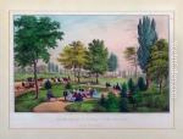 Central Park, The Drive Oil Painting by Currier & Ives Publishers