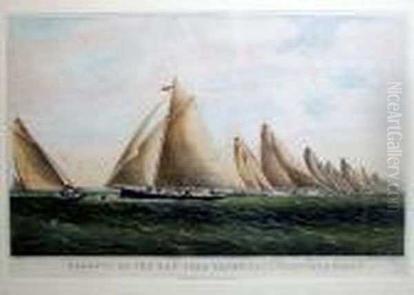 Regatta Of The New York Yacht Club Oil Painting by Currier & Ives Publishers